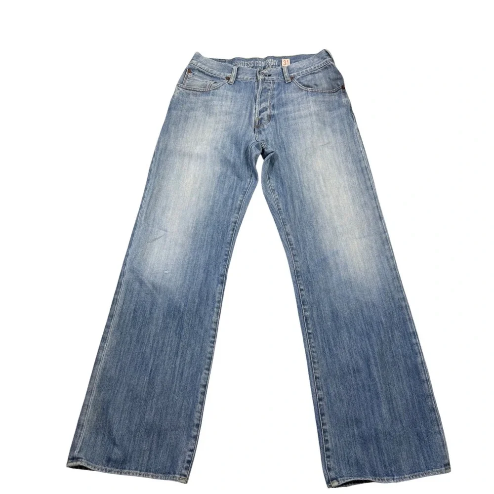 Vintage Guess Jeans‎ Mens 31 Straight Leg Light Wash Y2K Marciano Denim